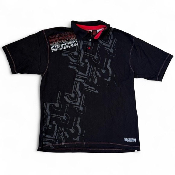mecca Other - Vintage Mecca Jeans USA Black Polo Shirt Men's Size XXXL Baggy Hip Hop 90s Y2K